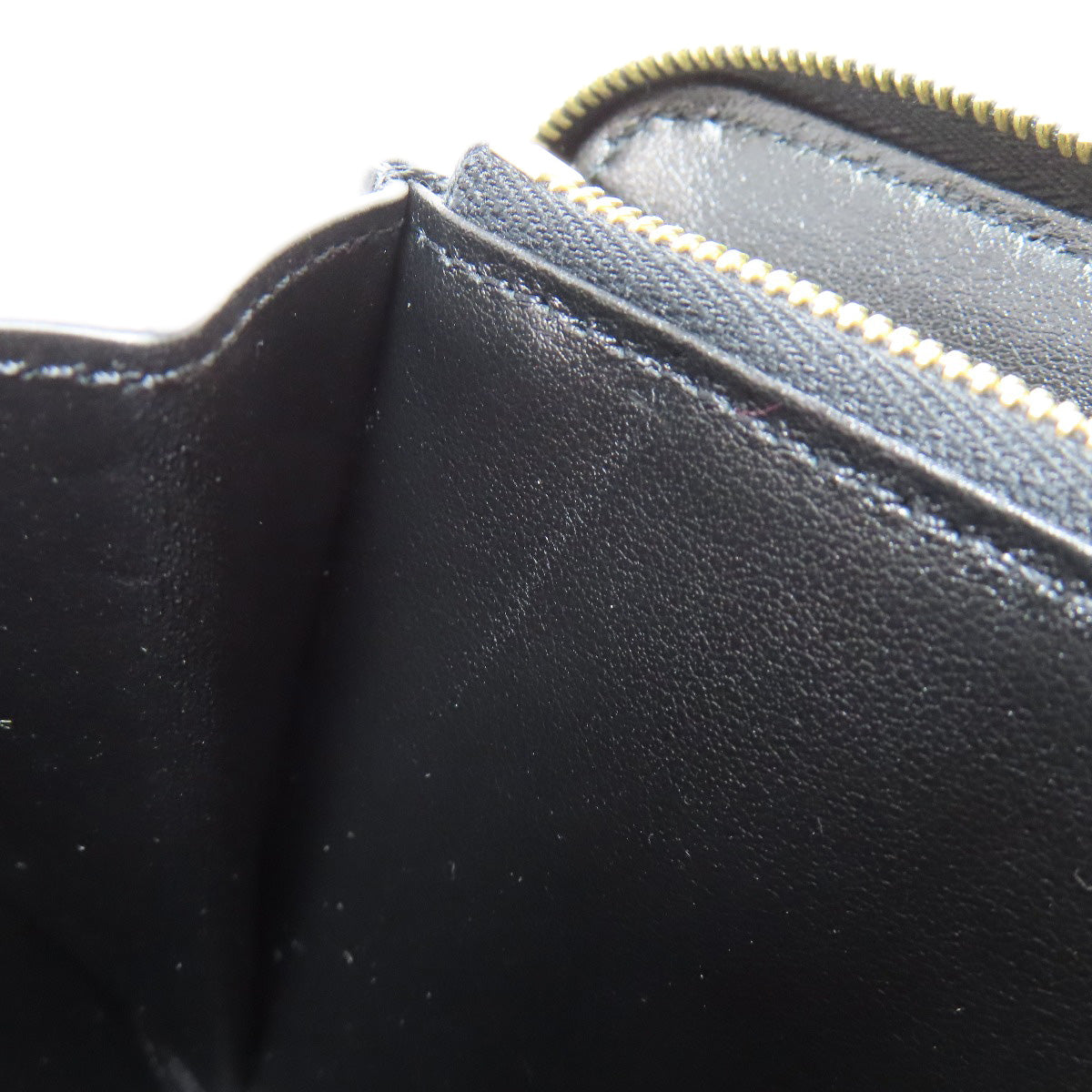CELINE Long Wallet Purse leather black Zip Around Women(Unisex) Used Authentic