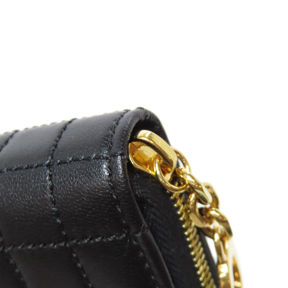 CELINE Long Wallet Purse leather black Zip Around Women(Unisex) Used Authentic