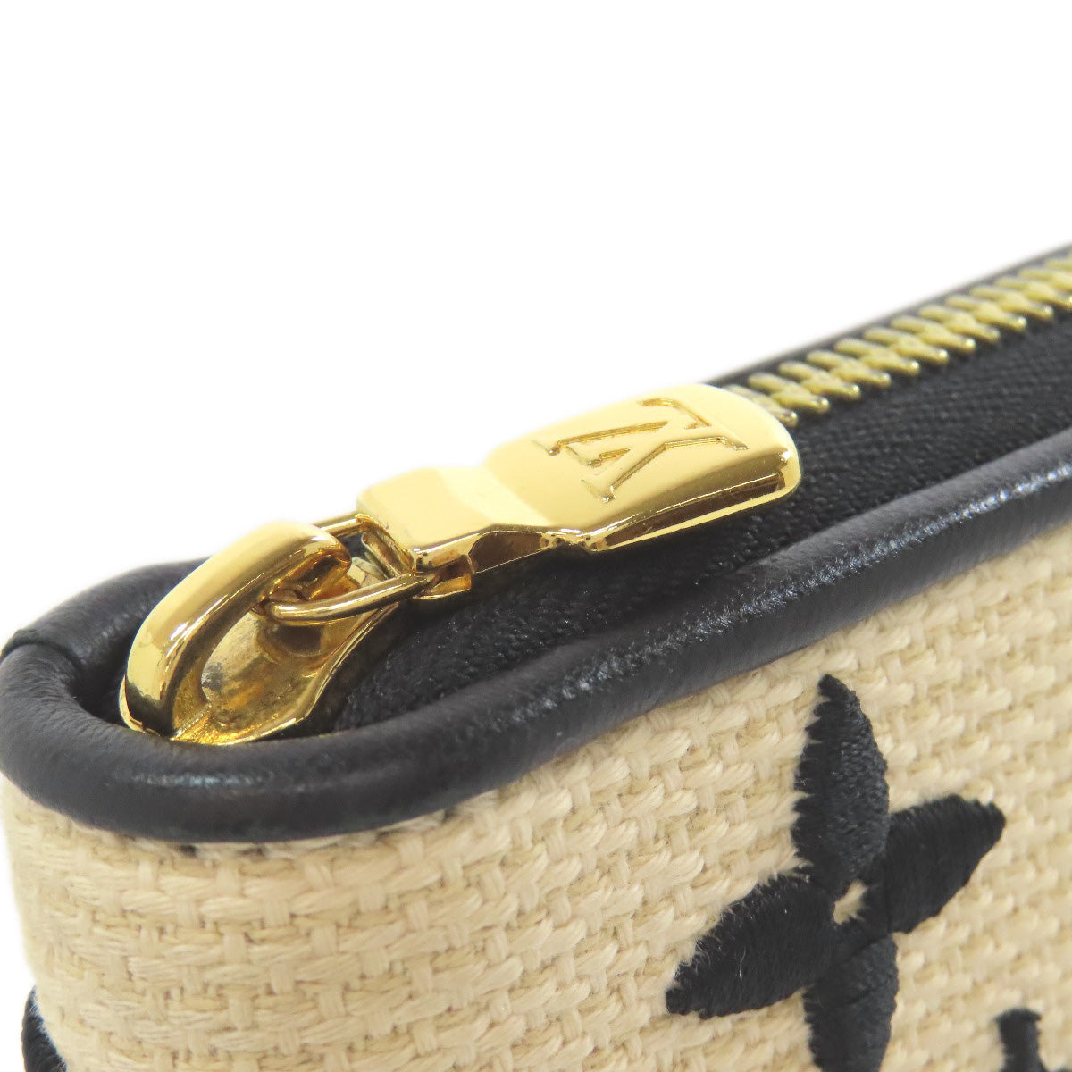 LOUIS VUITTON Long Wallet Purse M82529 Cotton canvas beige Zippy Wallet by the Pool Women Used Authentic