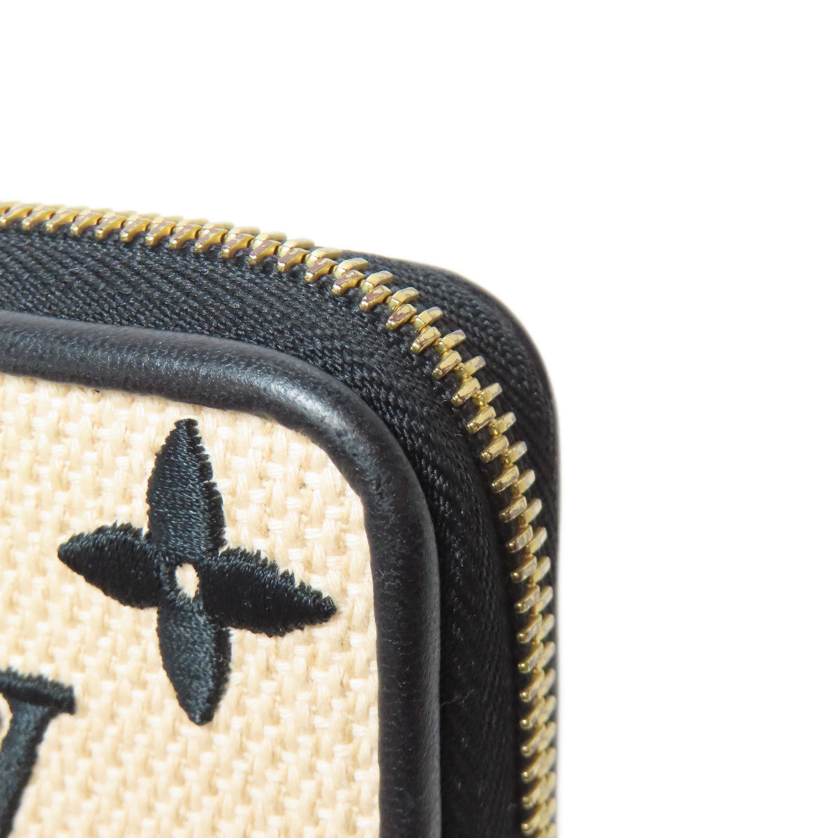 LOUIS VUITTON Long Wallet Purse M82529 Cotton canvas beige Zippy Wallet by the Pool Women Used Authentic