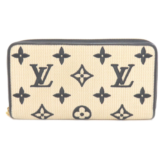 LOUIS VUITTON Long Wallet Purse M82529 Cotton canvas beige Zippy Wallet by the Pool Women Used Authentic