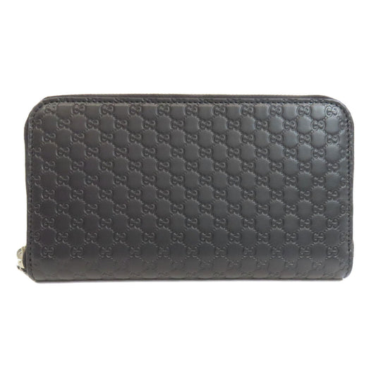 GUCCI Long Wallet Purse 544473 leather black Outlet GG Signature Micro Shima mens(Unisex) Used Authentic