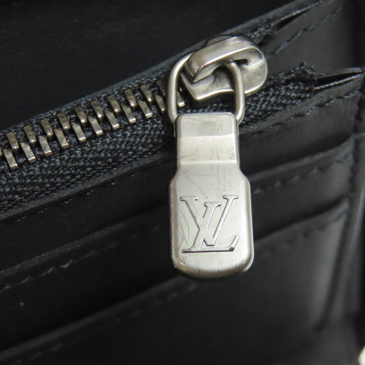 LOUIS VUITTON Long Wallet Purse N63548 Damier Anfini black Zippy wallet  Vertical mens Used Authentic