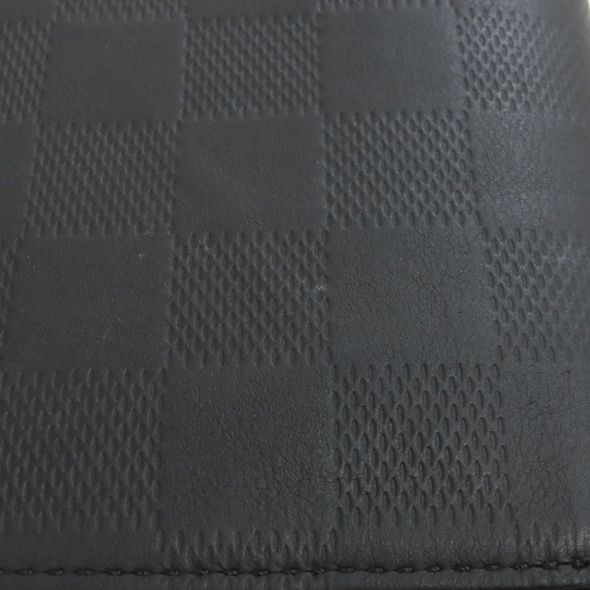 LOUIS VUITTON Long Wallet Purse N63548 Damier Anfini black Zippy wallet  Vertical mens Used Authentic