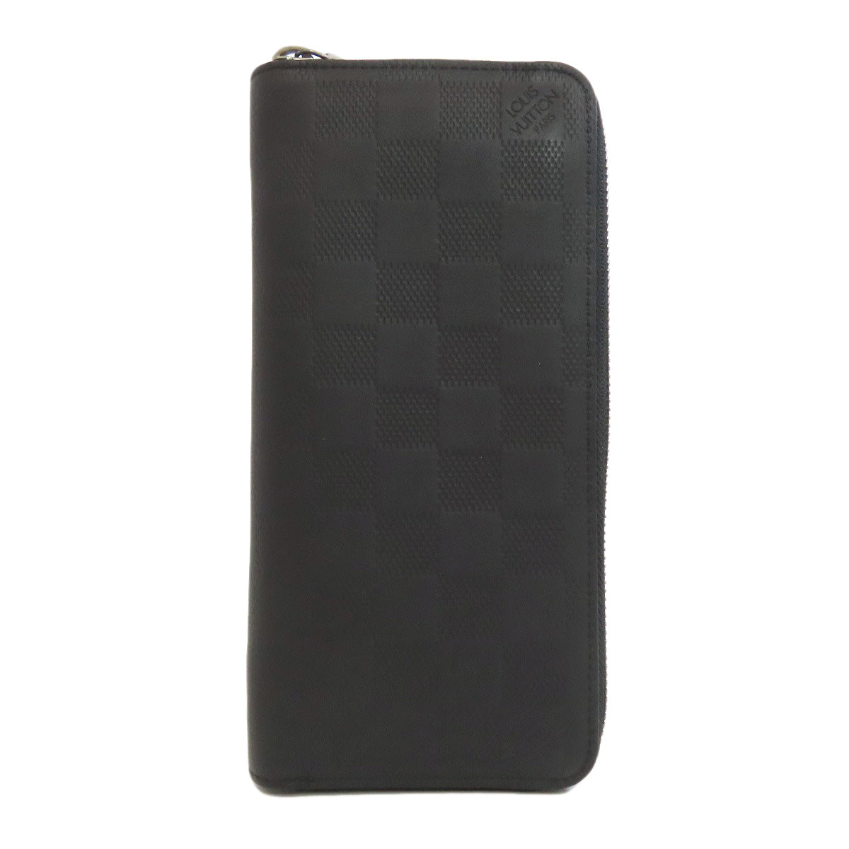 LOUIS VUITTON Long Wallet Purse N63548 Damier Anfini black Zippy wallet  Vertical mens Used Authentic