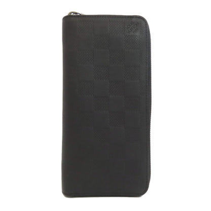 LOUIS VUITTON Long Wallet Purse N63548 Damier Anfini black Zippy wallet  Vertical mens Used Authentic