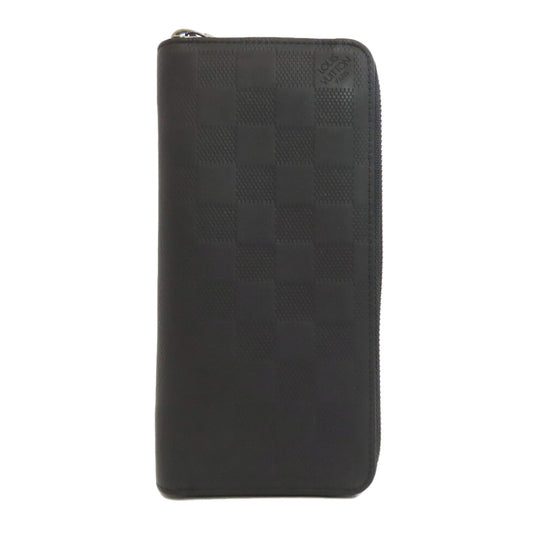 LOUIS VUITTON Long Wallet Purse N63548 Damier Anfini black Zippy wallet  Vertical mens Used Authentic