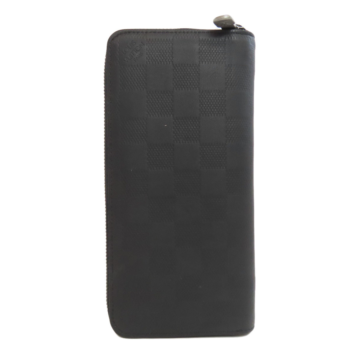 LOUIS VUITTON Long Wallet Purse N63548 Damier Anfini black Zippy wallet  Vertical mens Used Authentic