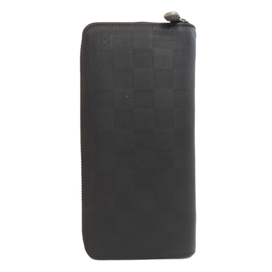 LOUIS VUITTON Long Wallet Purse N63548 Damier Anfini black Zippy wallet  Vertical mens Used Authentic