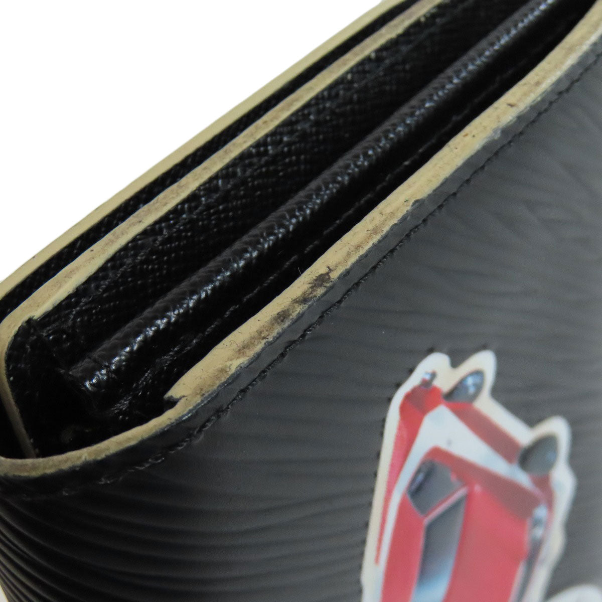 LOUIS VUITTON Long Wallet Purse M62008 Epi black Portefeuille Twist Sticker Women Used Authentic