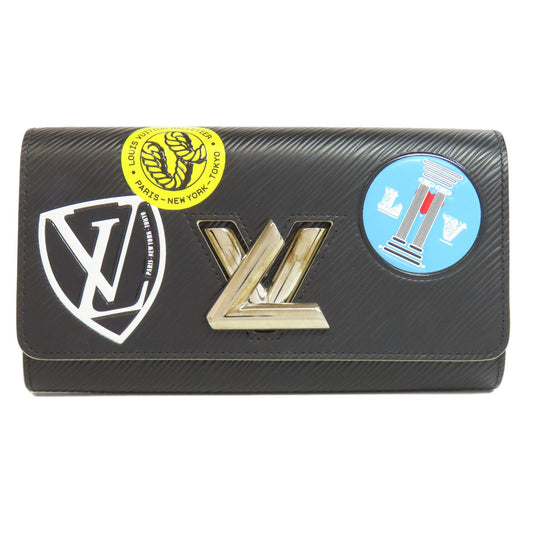 LOUIS VUITTON Long Wallet Purse M62008 Epi black Portefeuille Twist Sticker Women Used Authentic