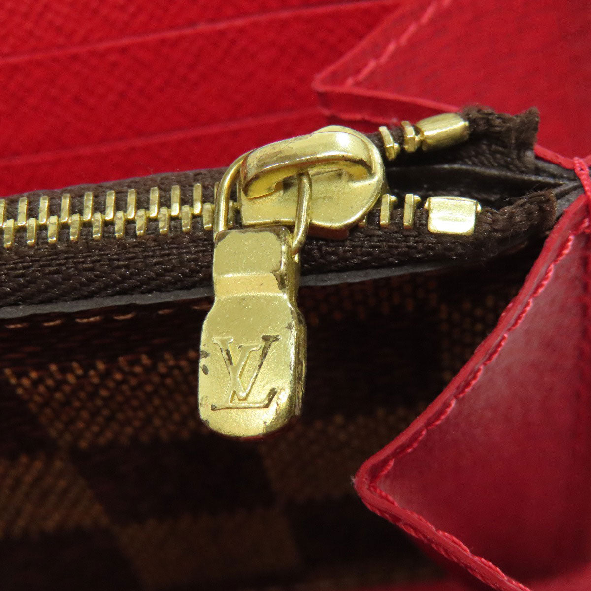 LOUIS VUITTON Long Wallet Purse N60534 Damier canvas Brown Portefeuille Clemence Women(Unisex) Used Authentic