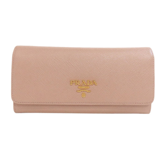 PRADA Long Wallet Purse leather beige Safiano logo