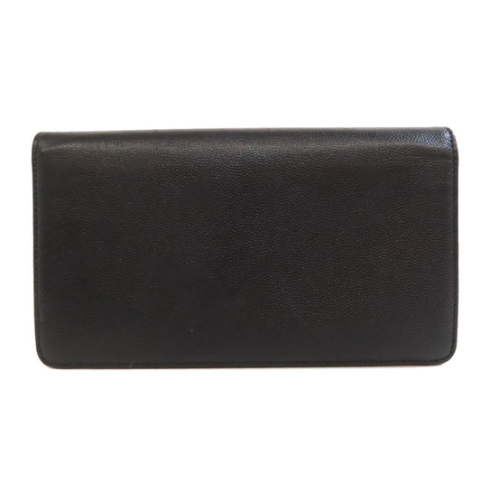 CHANEL Long Wallet Purse Grained Calfskin Skin black COCO Mark SilverMetal Women Used Authentic