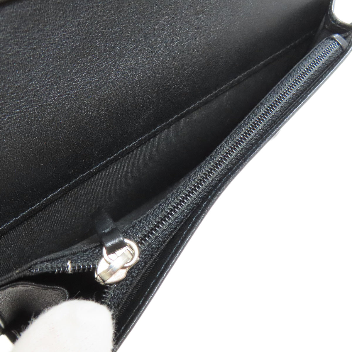 CHANEL Long Wallet Purse Grained Calfskin Skin black COCO Mark SilverMetal Women Used Authentic