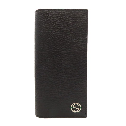 GUCCI Long Wallet Purse 610467 leather black Interlocking G outlet mens Used Authentic