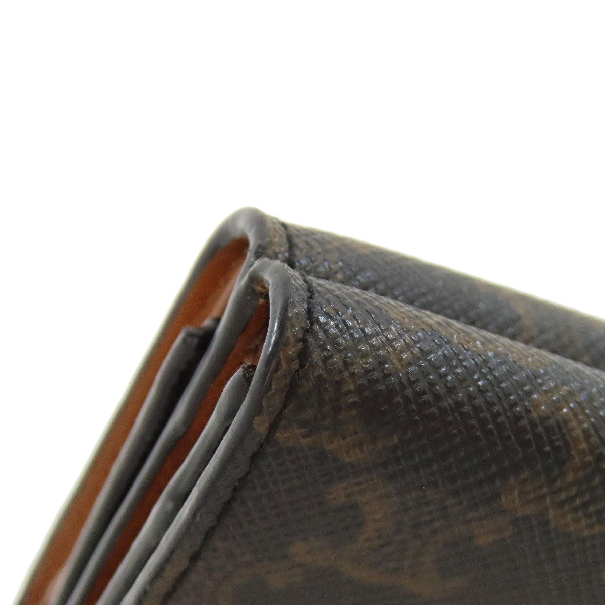 CELINE Bifold Wallet PVC Brown Tri-fold Wallet Macadam Women Used Authentic