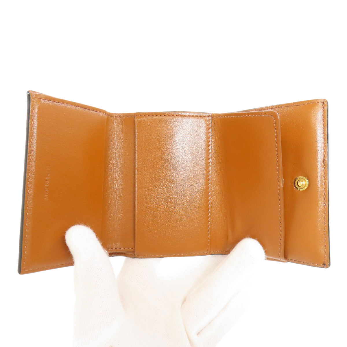 CELINE Bifold Wallet PVC Brown Tri-fold Wallet Macadam Women Used Authentic