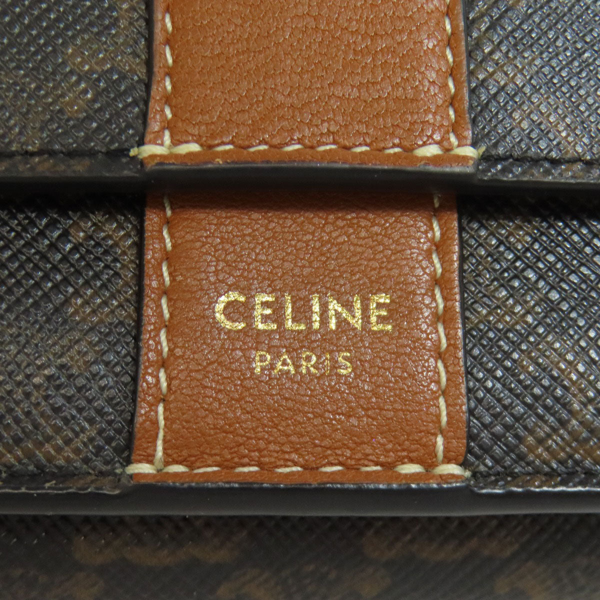CELINE Bifold Wallet PVC Brown Tri-fold Wallet Macadam Women Used Authentic