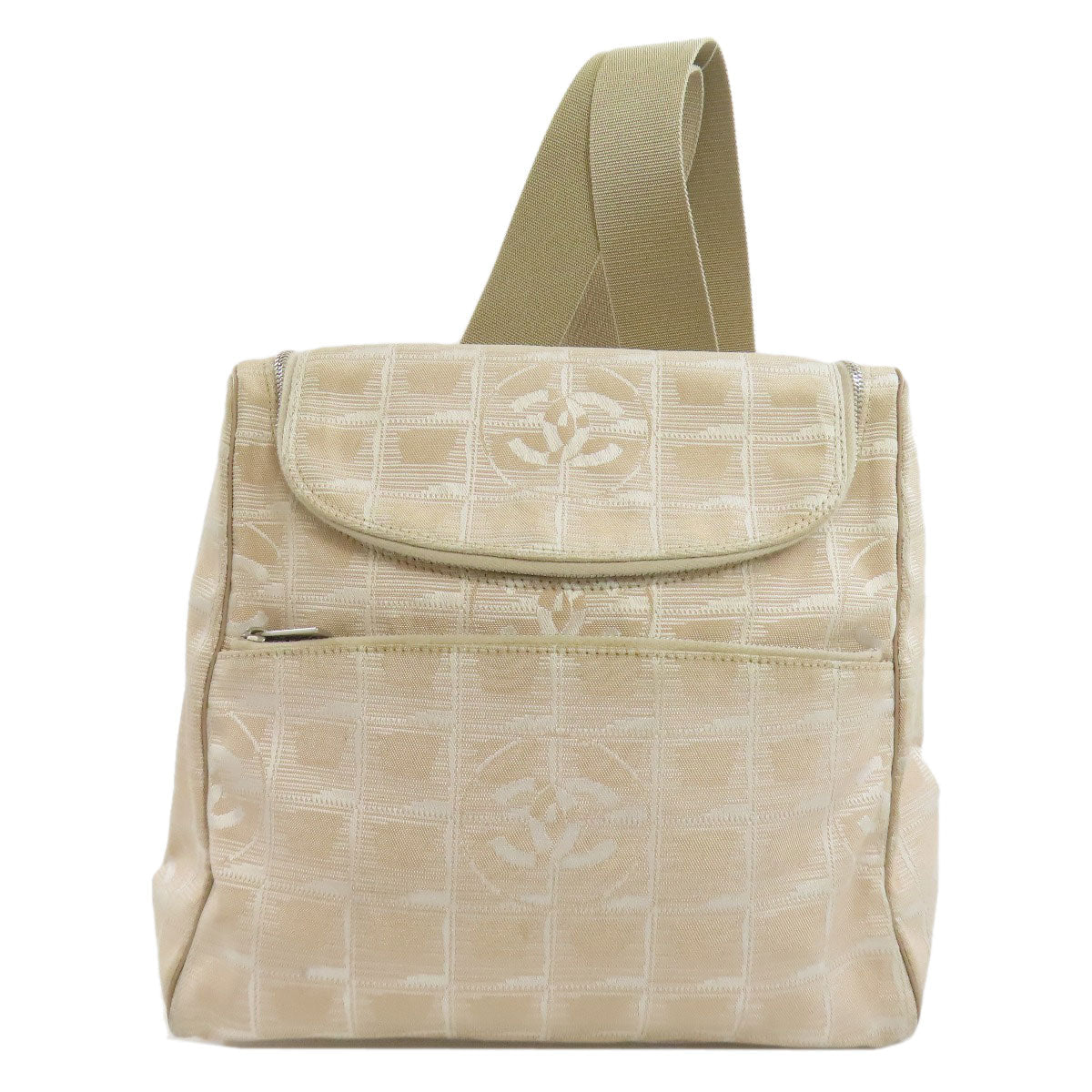 CHANEL Backpack Nylon jacquard beige New travel line