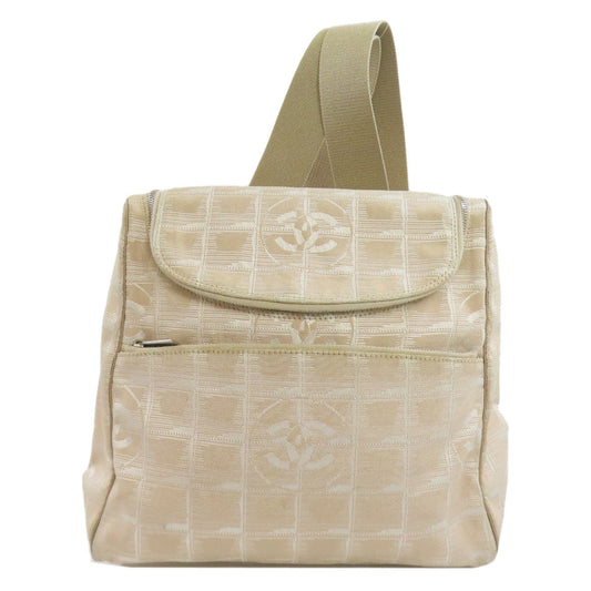 CHANEL Backpack Nylon jacquard beige New travel line