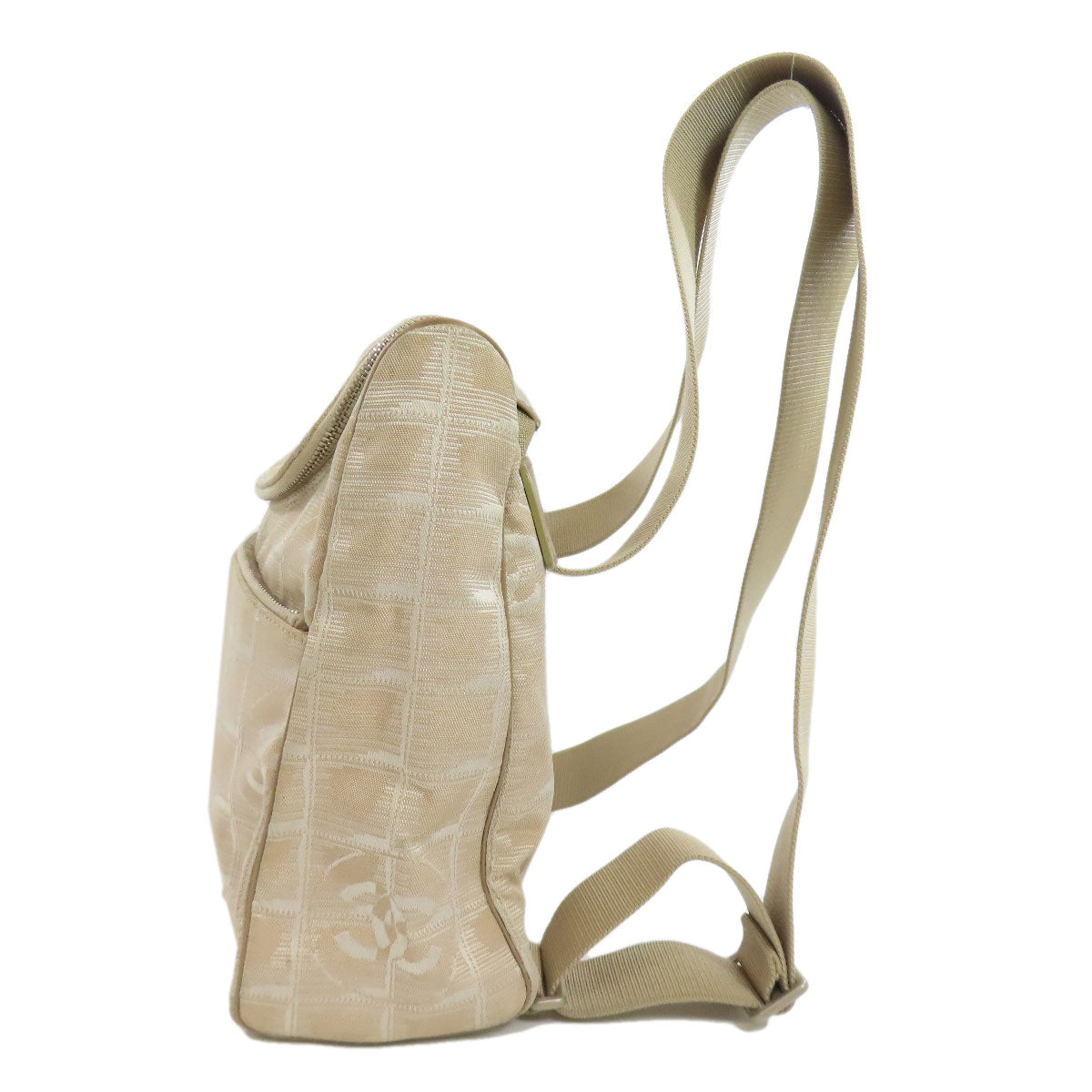 CHANEL Backpack Nylon jacquard beige New travel line