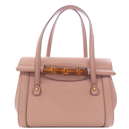 GUCCI Tote Bag 338989 leather pink Bamboo Women Used Authentic
