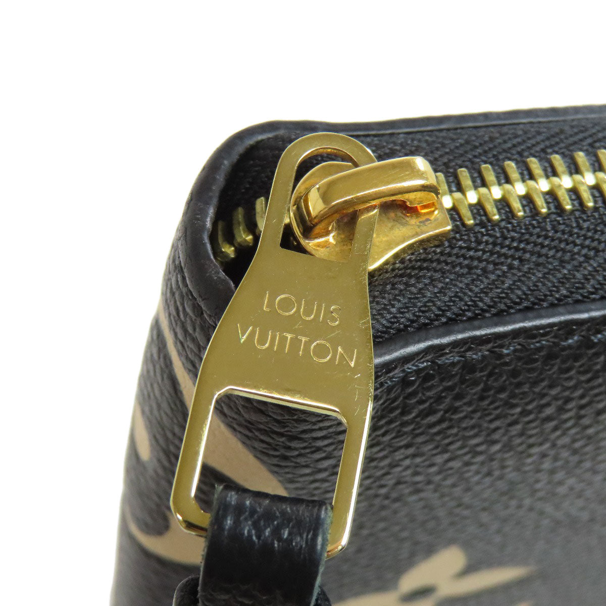 LOUIS VUITTON Long Wallet Purse M80481 Ann Platt black Zippy wallet bicolor Women(Unisex) Used Authentic