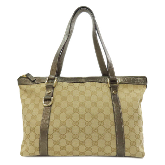 GUCCI Tote Bag 141470 canvas Brown Abbey GG pattern Women Used Authentic