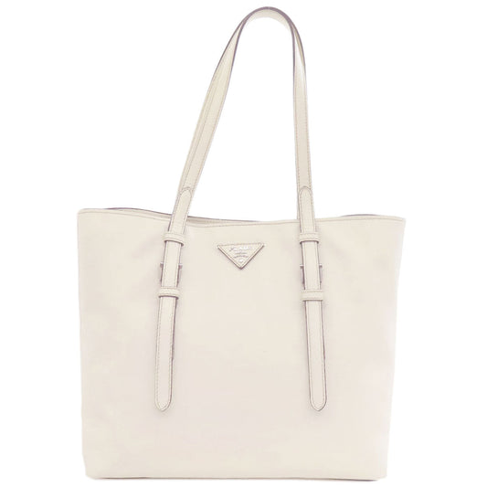 PRADA Tote Bag BR5134 Calfskin white logo Women Used Authentic