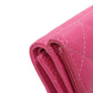 CHANEL Bifold Wallet Grained Calfskin Skin pink COCO Mark Gold Metal Tri-fold Wallet Women Used Authentic