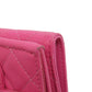 CHANEL Bifold Wallet Grained Calfskin Skin pink COCO Mark Gold Metal Tri-fold Wallet Women Used Authentic