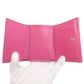 CHANEL Bifold Wallet Grained Calfskin Skin pink COCO Mark Gold Metal Tri-fold Wallet Women Used Authentic