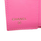 CHANEL Bifold Wallet Grained Calfskin Skin pink COCO Mark Gold Metal Tri-fold Wallet Women Used Authentic