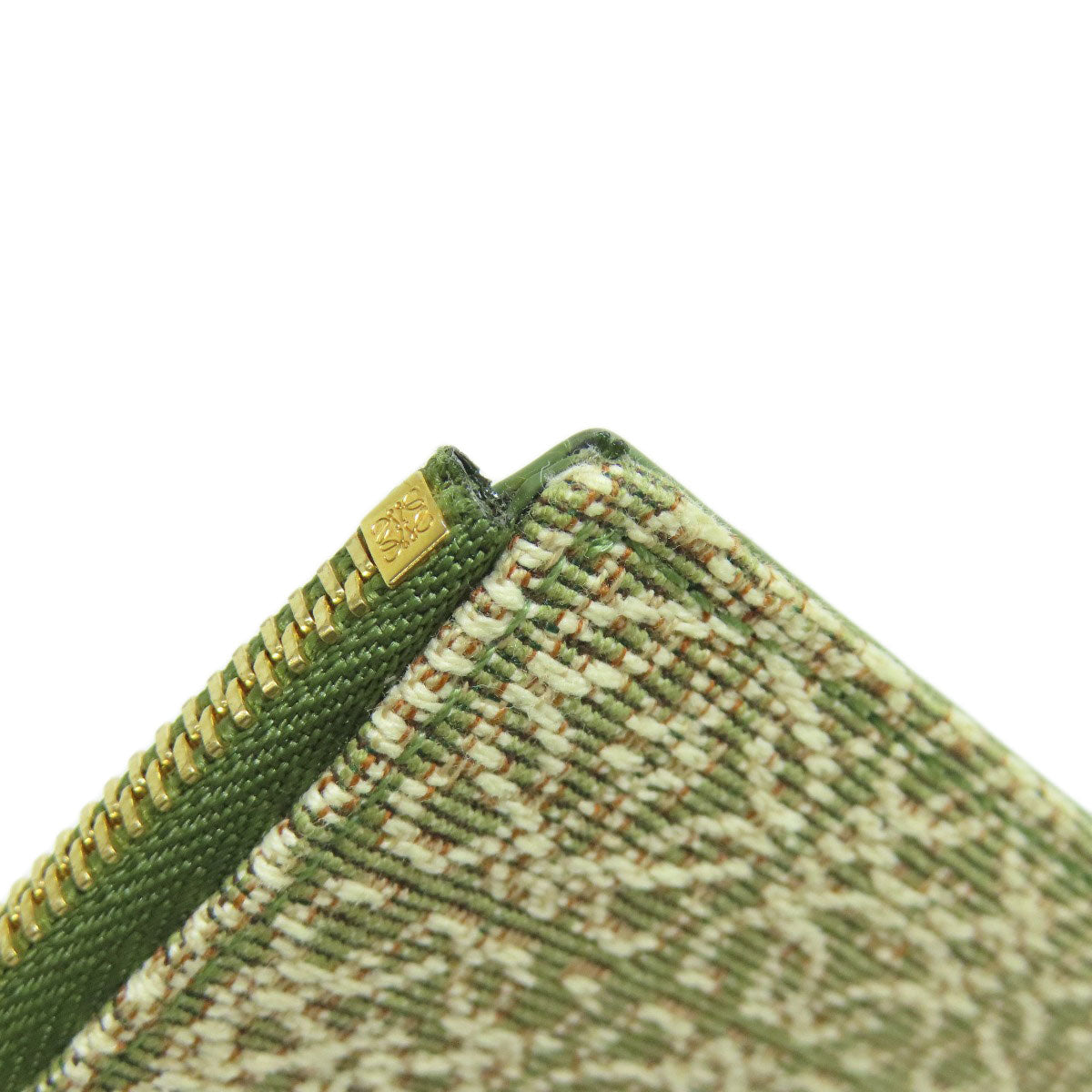 LOEWE Coin case Canvas, Leather green anagram Women Used Authentic