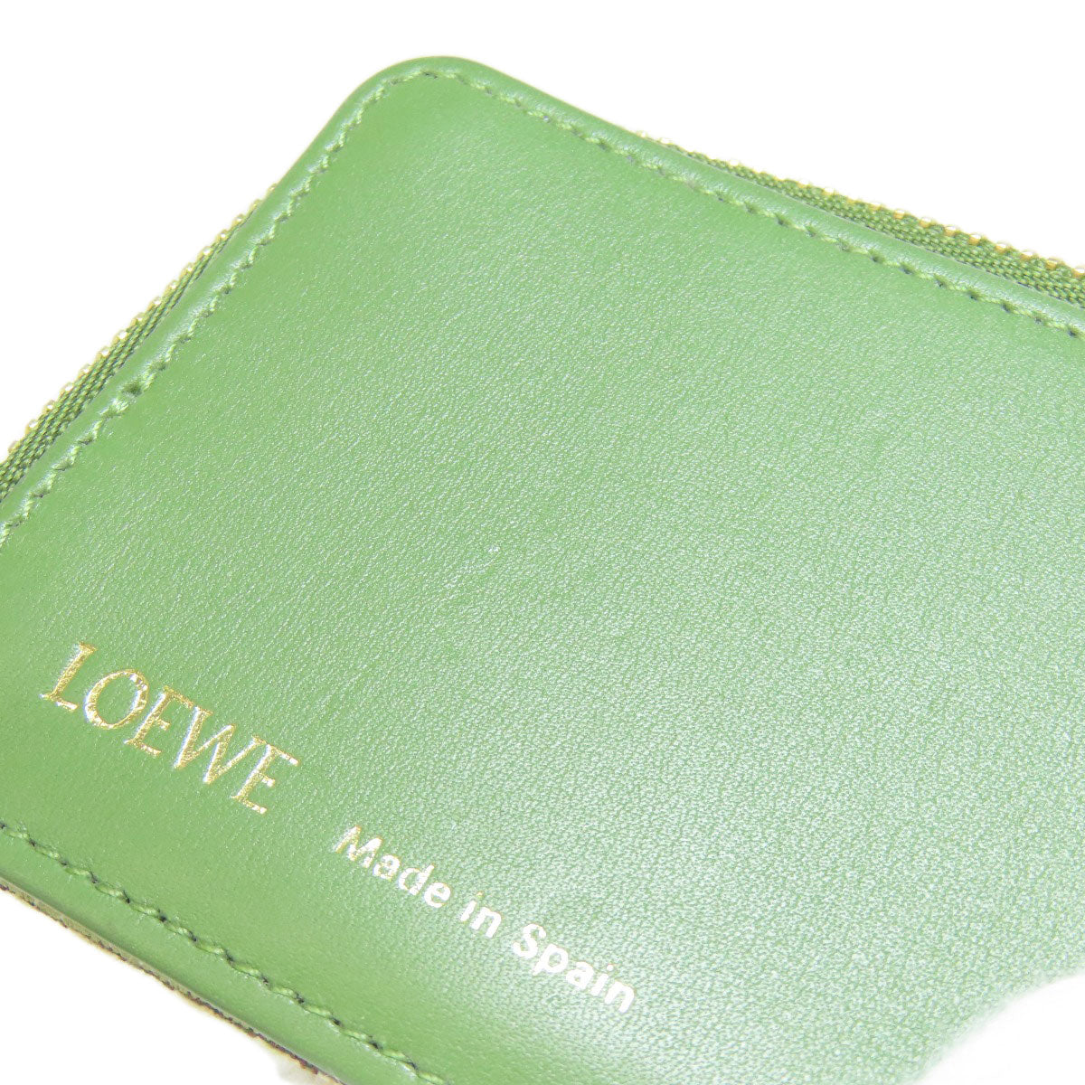 LOEWE Coin case Canvas, Leather green anagram Women Used Authentic