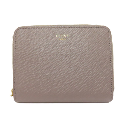 CELINE Coin case leather gray logo Women Used Authentic