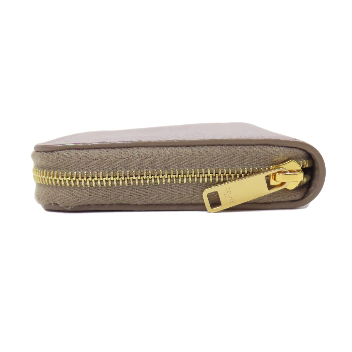 CELINE Coin case leather gray logo Women Used Authentic