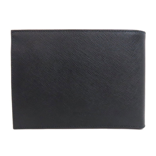 PRADA Bifold Wallet Safiano black logo Women Used Authentic
