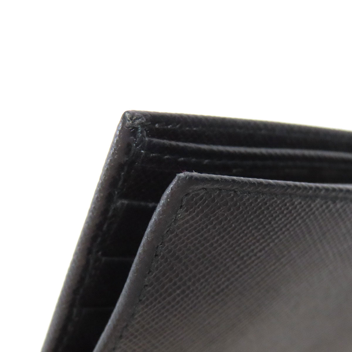 PRADA Bifold Wallet Safiano black logo Women Used Authentic