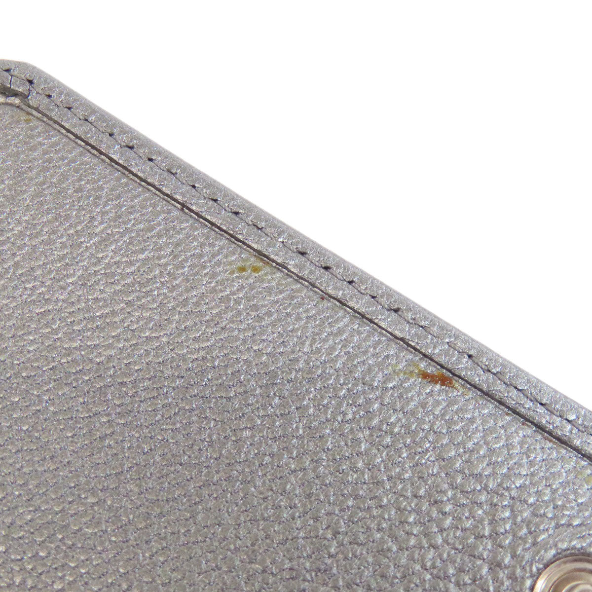 CHANEL Long Wallet Purse Calfskin Silver COCO Mark SilverMetal Women Used Authentic