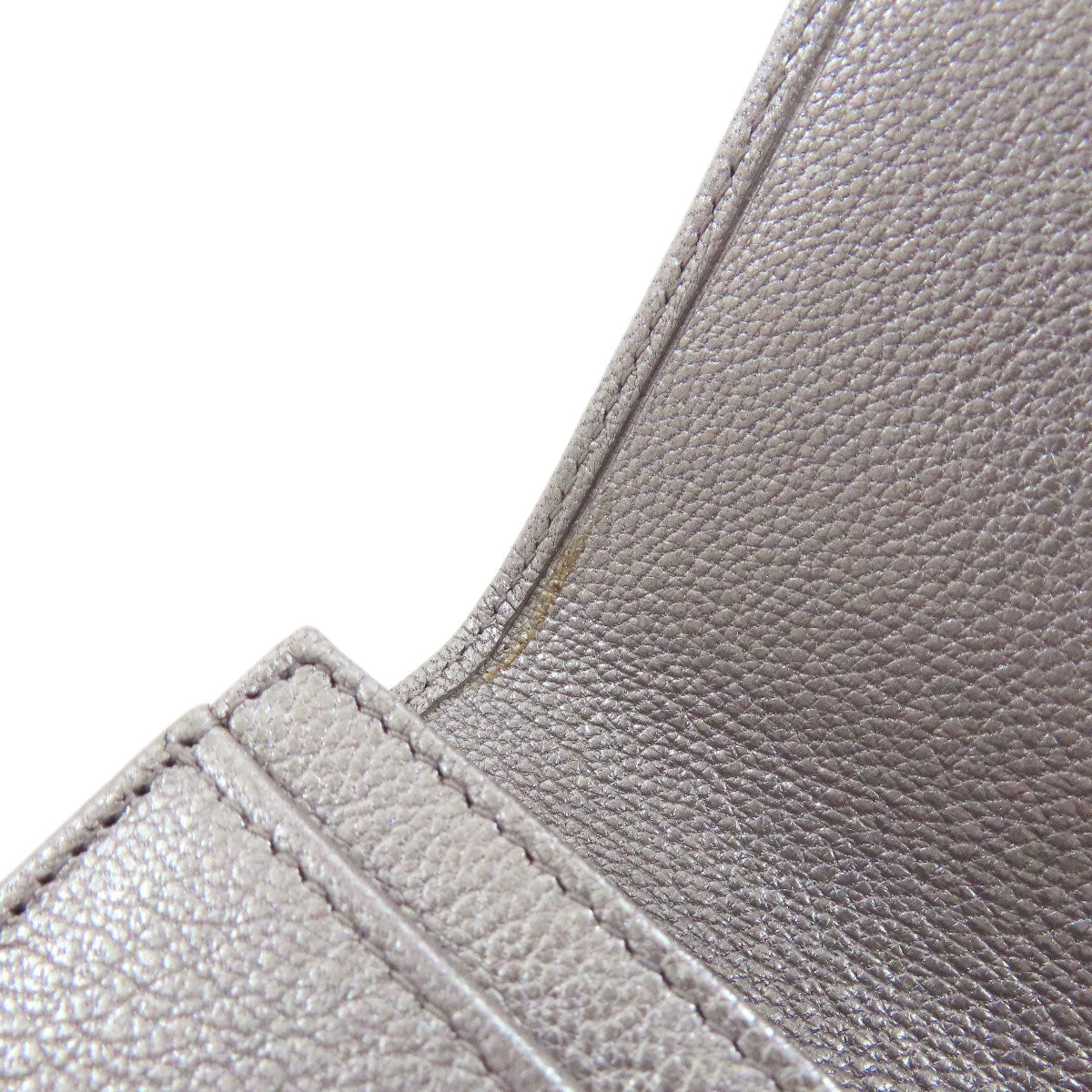 CHANEL Long Wallet Purse Calfskin Silver COCO Mark SilverMetal Women Used Authentic