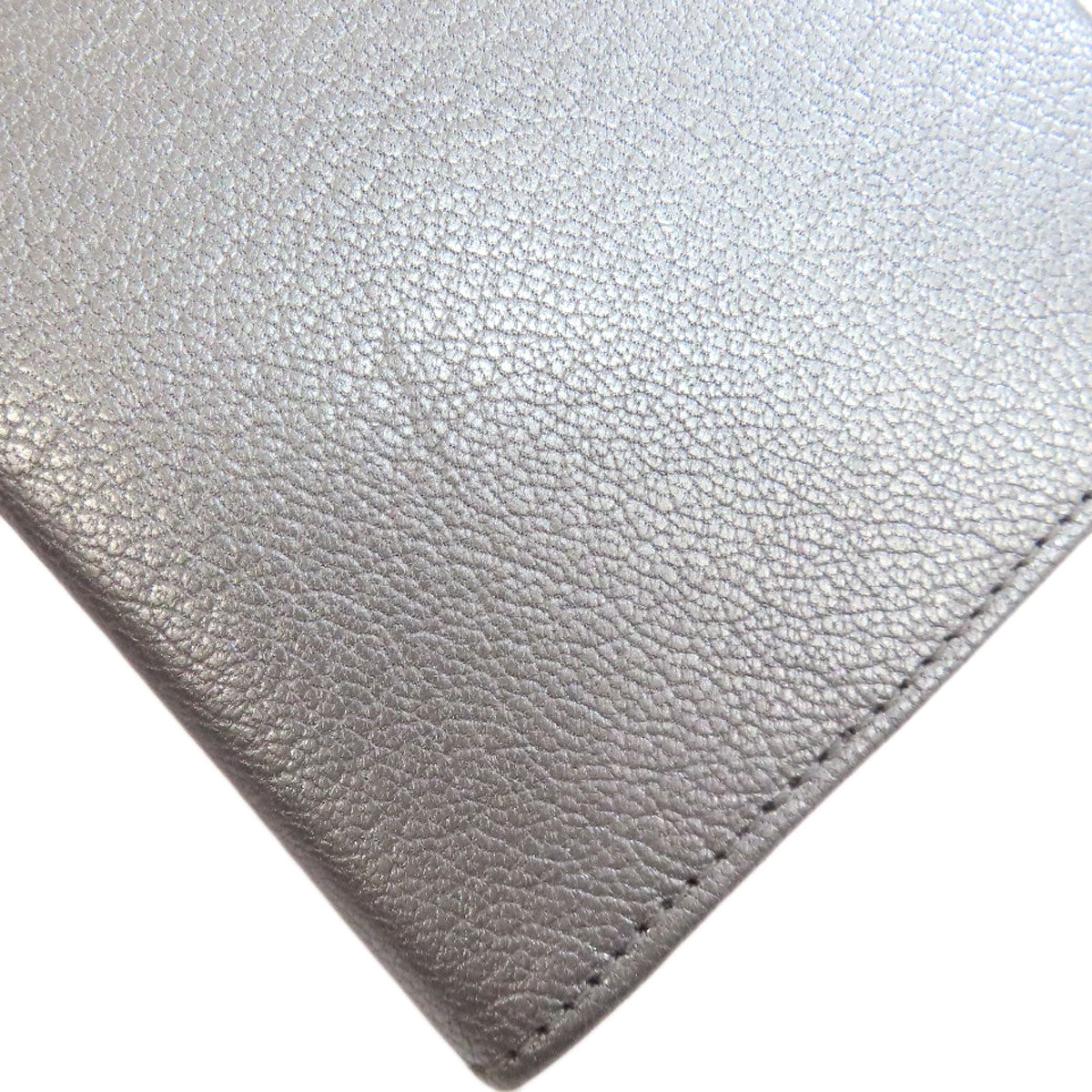 CHANEL Long Wallet Purse Calfskin Silver COCO Mark SilverMetal Women Used Authentic