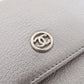 CHANEL Long Wallet Purse Calfskin Silver COCO Mark SilverMetal Women Used Authentic