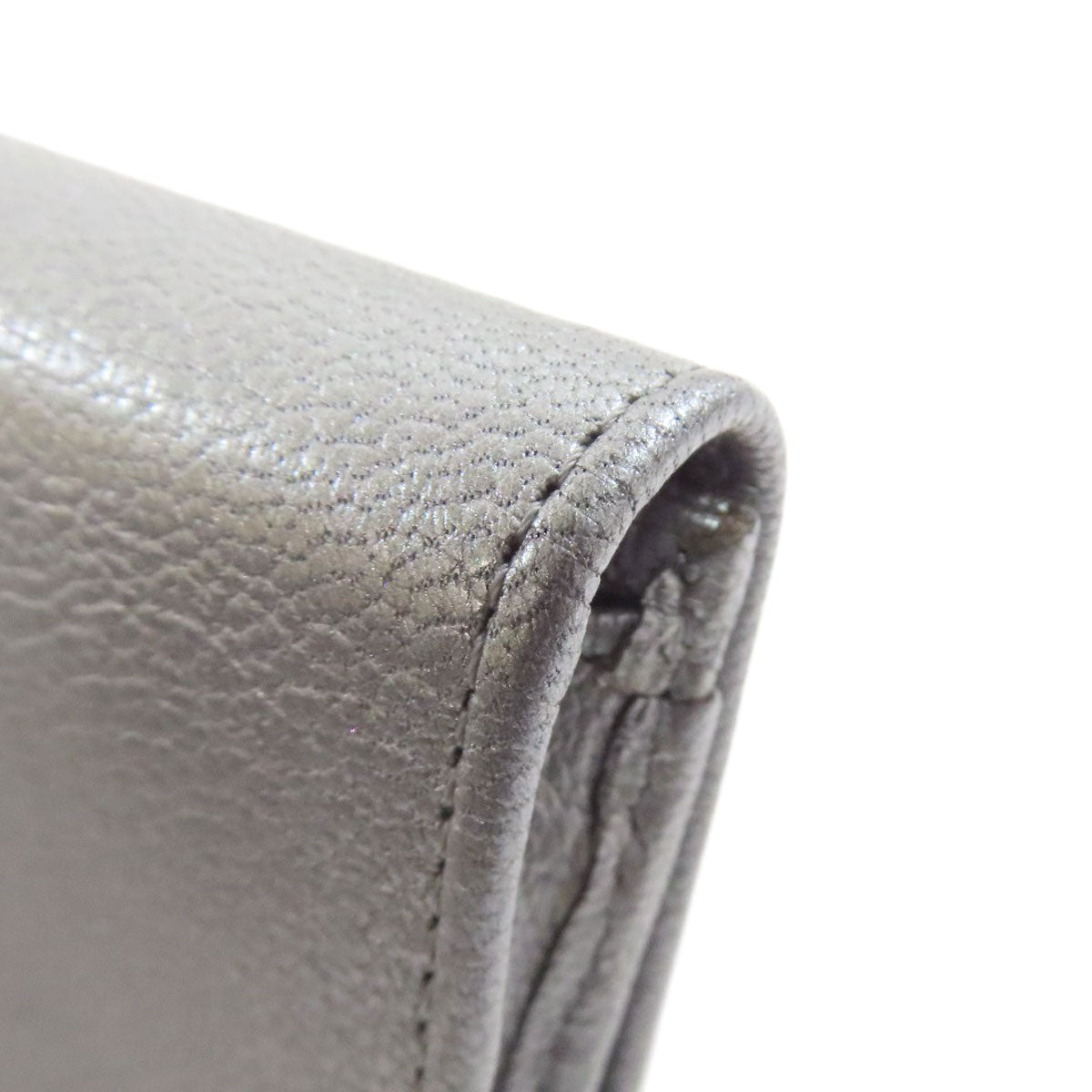 CHANEL Long Wallet Purse Calfskin Silver COCO Mark SilverMetal Women Used Authentic