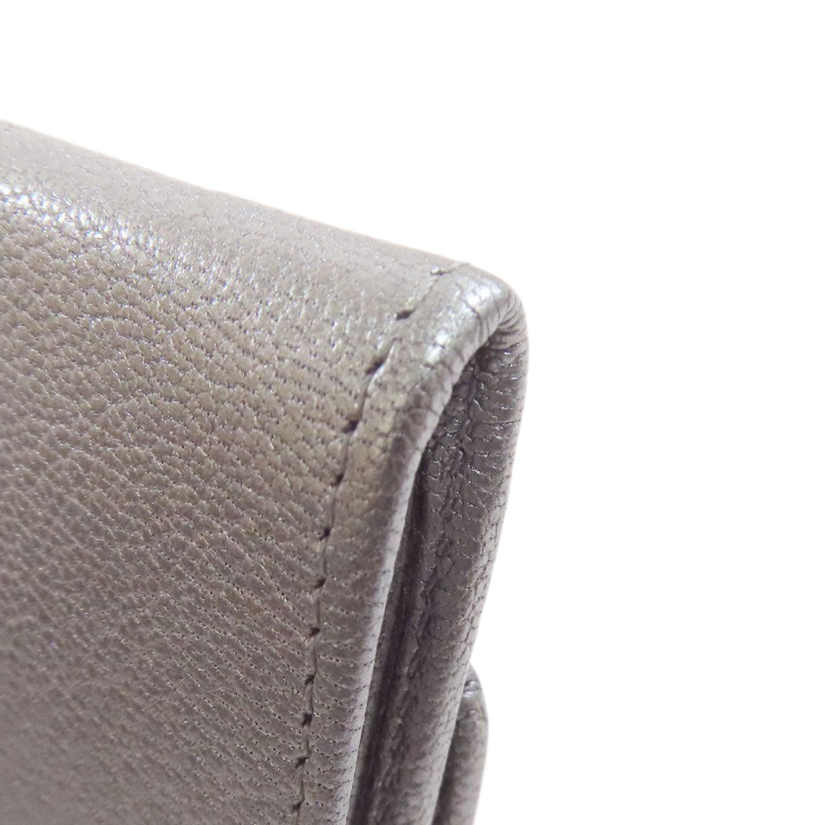 CHANEL Long Wallet Purse Calfskin Silver COCO Mark SilverMetal Women Used Authentic
