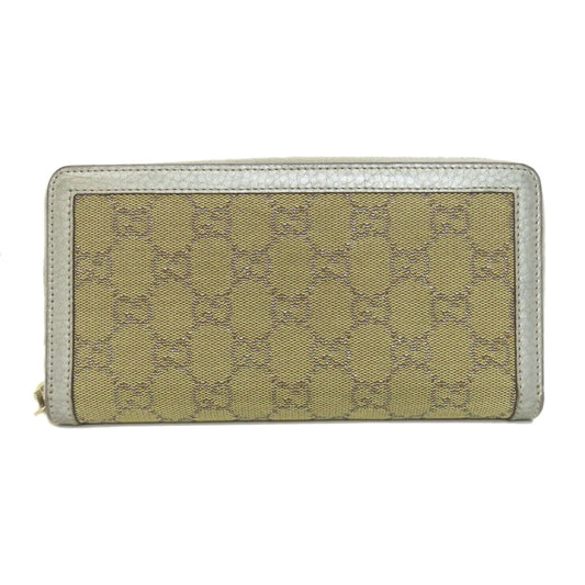 GUCCI Long Wallet Purse 224252 Canvas, Leather Brown GG Women Used Authentic