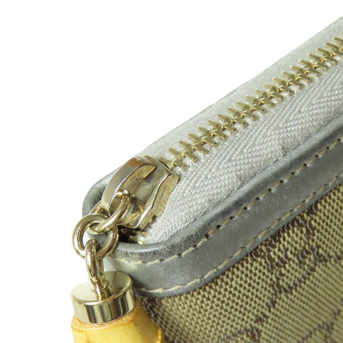 GUCCI Long Wallet Purse 224252 Canvas, Leather Brown GG Women Used Authentic