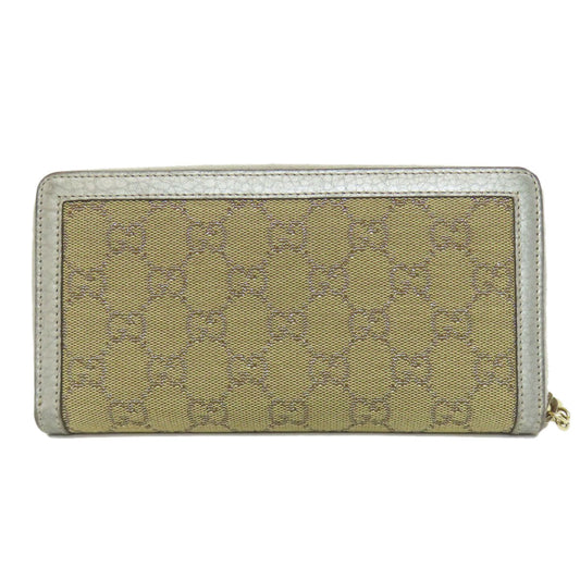 GUCCI Long Wallet Purse 224252 Canvas, Leather Brown GG Women Used Authentic