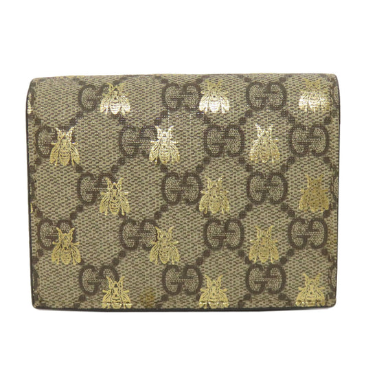 GUCCI Bifold Wallet 508757 PVC Brown GG Supreme B Women Used Authentic